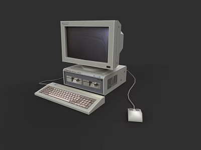 Vintage Desktop Computer System With CRT Monitor Keyboard And Mouse 3d model