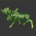 Detailed Brown Moose Figurine With Large Antlers And Standing Pose On Dark Background