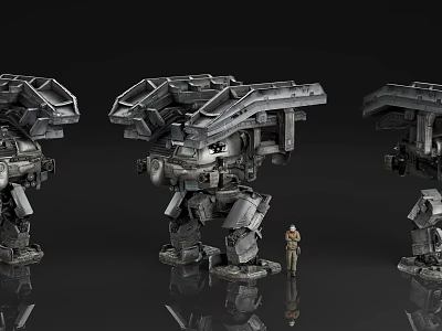 Game Movie Character With Giant Mechanical Robots And Small Human Figure Design 3d model