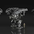 Game Movie Character With Giant Mechanical Robots And Small Human Figure Design