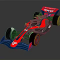Red and Black Formula One Car with Aerodynamic Design Large Tires and Diffusione Livery