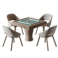 Modern Wooden Entertainment Table With Four Matching Chairs And Green Surface Design
