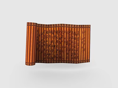 Classic Chinese Bamboo Slips With Ancient Calligraphy Characters And Traditional Design 3d model