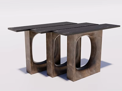 Modern Console Table Design With Unique Geometric Legs And Smooth Wooden Top 3d model