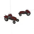 Vintage Detailed Red Tractor Models With Classic Design And Wheels On White Background