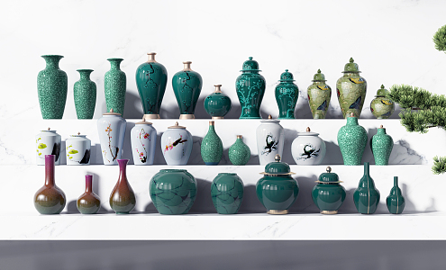 New Chinese-style ceramic utensils and accessories combination 3d model