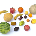 Fresh Assorted Colorful Fruits Including Banana Apple Orange Watermelon Cantaloupe And Grapes