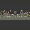 Detailed Miniature 3D Landscape Model With Mountains Rivers Buildings Trees And Paths