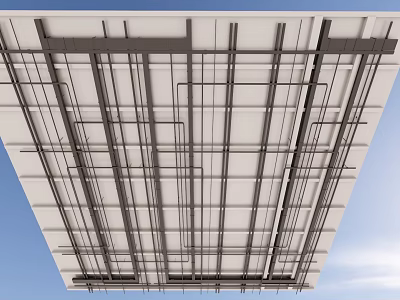 Suspended Ceiling Metal Framework Structure With Grid Lines And Construction Elements 3d model
