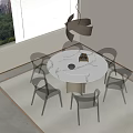 Modern Dining Table Chair Dining Table Chair Chandelier Ornaments Combination 3d model
