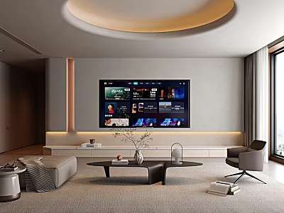 Modern TV Background Wall With Ambient Lighting In Living Room Setting 3d model