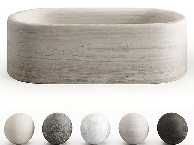Natural Textured Stone Bathtub Featuring Multiple Color Options For Bathroom 3d model