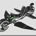 Futuristic Aerospace Motorcycle With Black Body Green Accents And Winged Design