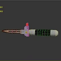 Modern Weapon Featuring Red Component Silver Body And Black Label Warning Sign