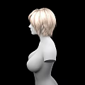 Game And Movie Character 3D Model With Blonde Short Hair No Facial Features Prominent Chest