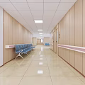 Modern Service Hall Interior With Reception Desk Blue Chairs Wooden Walls And Ceiling Lights