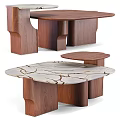 Modern Coffee Table With Wooden Frame And Marble Top Featuring Natural Veins