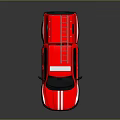 Red Fire Rescue Pickup Truck With Roof Ladder And White Stripes