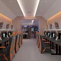 Modern Internet Cafe Interior With Row of Gaming Computers Comfortable Chairs and Bright Lighting