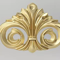 Golden Ornamental Carving with Curved Scrolls and Foliate Patterns for Decorative Design Elements 3d model