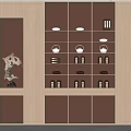 Modern Wooden Bookcase With Multiple Shelves Holding Books Dishes And Decorative Ornaments