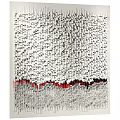 Abstract Artwork With Small White Gray Cubes 3D Textured Surface Red Black Bottom Edge