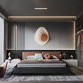 Elegant Modern Bedroom Interior With Comfortable Bed Nightstands Chair And Decorative Art