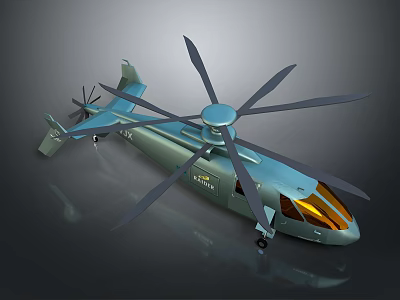 Light Blue Aerospace Helicopter Featuring Multiple Rotors For Space Transport Missions 3d model