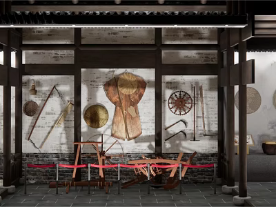 New Chinese Style Exhibition Hall Beautiful Country Village History Museum Farming Homestay Hall 3d model