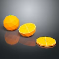 Low Poly Oranges Whole Half And Sliced Pieces With Vibrant Orange Color On Dark Background