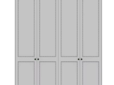 Modern White Four Door Wardrobe With Vertical Stripes And Black Handles 3d model