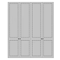 Modern White Four Door Wardrobe With Vertical Stripes And Black Handles