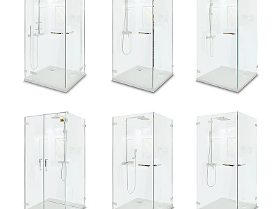 Shower Sauna Glass Enclosure Modern Transparent Design Structure Multiple Units Displayed 3d model