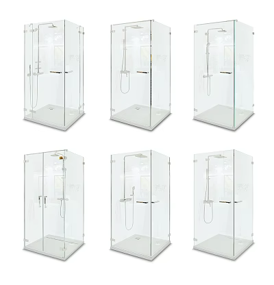 Shower Sauna Glass Enclosure Modern Transparent Design Structure Multiple Units Displayed 3d model