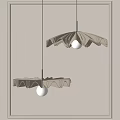 Modern Origami Design Chandelier With Pleated Beige Shade And Spherical Light Bulb