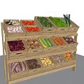 Modern Shelf Vegetable Shelf Supermarket Shelf 3d model