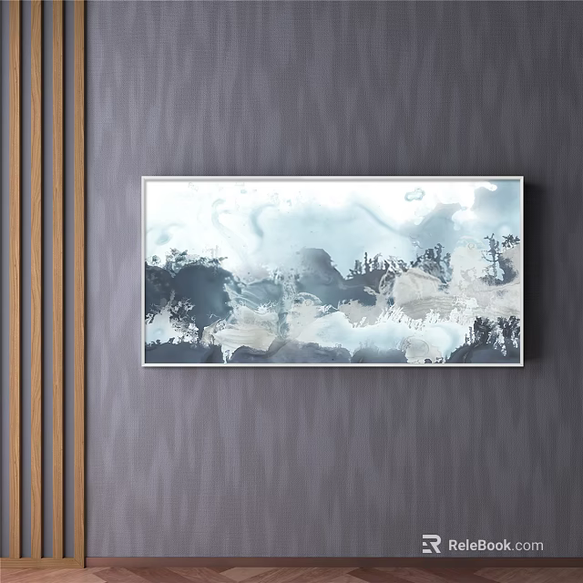 Modern Abstract Painting Hanging On Gray Textured Wall With Contemporary Design 3d model 