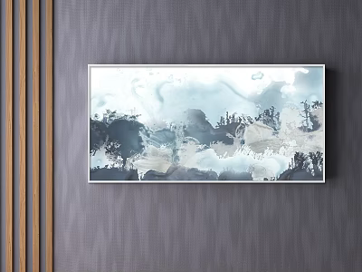 Modern Abstract Painting Hanging On Gray Textured Wall With Contemporary Design 3d model