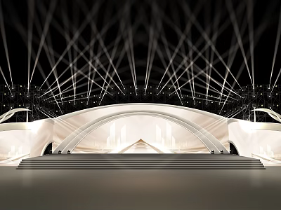 Modern Stage Design With Arch Structure And Light Rays 3d model