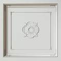Elegant White Ceiling Design With Intricate Carved Borders And Central Ornamental Medallion