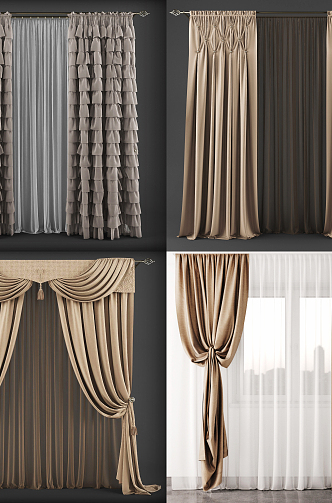 European-style curtains 3d model