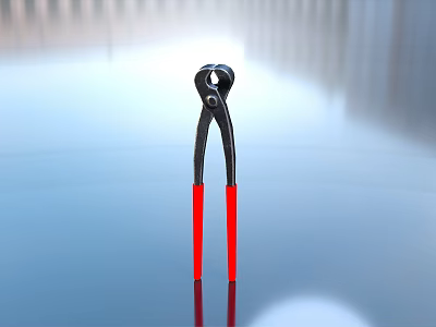 Industrial Pliers With Black Metal Body And Red Handles For Professional Use 3d model