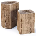 Minimalist Wooden Stools Featuring Natural Log Design And Visible Wood Grain