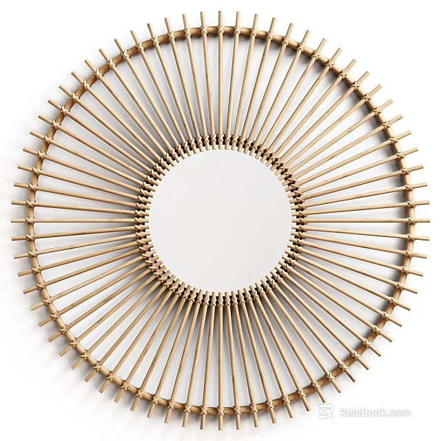 Gold Round Mirror with Sunburst Radiant Design for Modern Wall Decor 3d model 