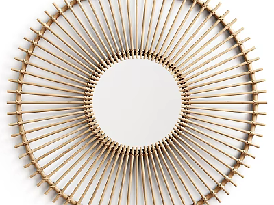 Gold Round Mirror with Sunburst Radiant Design for Modern Wall Decor 3d model