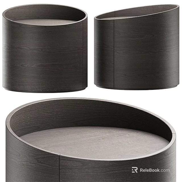 Modern Wooden Round Bedside Table Sleek Three Set With Smooth Surface Design For Bedroom Decor 3d model 
