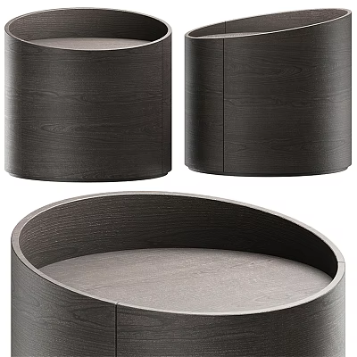 Modern Wooden Round Bedside Table Sleek Three Set With Smooth Surface Design For Bedroom Decor 3d model