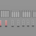 Various Window Design Styles With Grid Patterns And White Red Frames