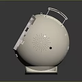 White Spherical Portable Speaker With Display Screen And Control Buttons