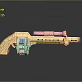Golden Decorative Pistol Weapon With Intricate Carvings Chain Gear Mechanism And Shiny Metallic Finish